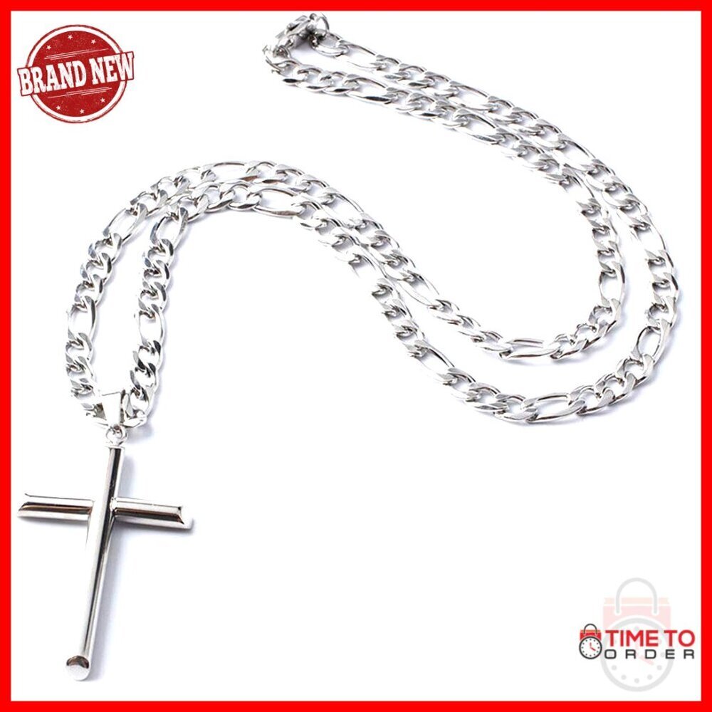 14K Gold Figaro Chain Cross Pendant Necklace Lobster Clasp 16-22 Inch